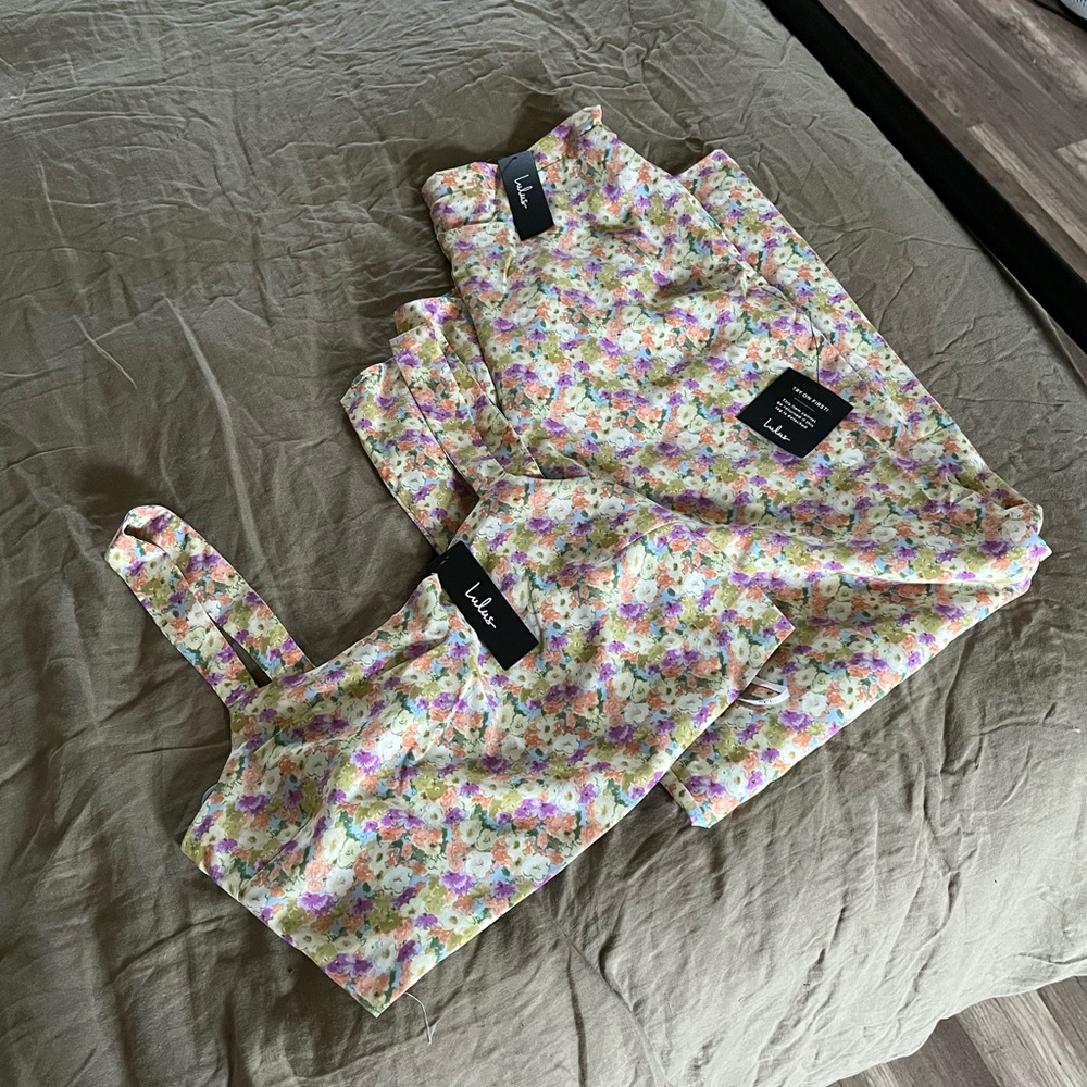 Lulu’s Best Dream Yellow Multi Floral Print Two-Piece Wide-Leg Jumpsuit
